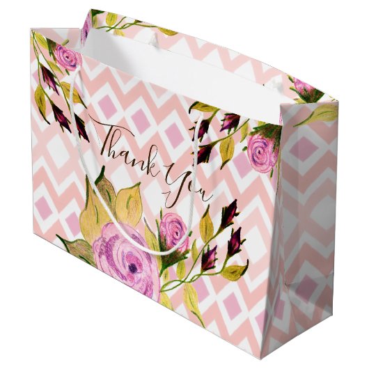Rosa Gemustert Große Geschenktüte (Rückseite Schrägansicht)