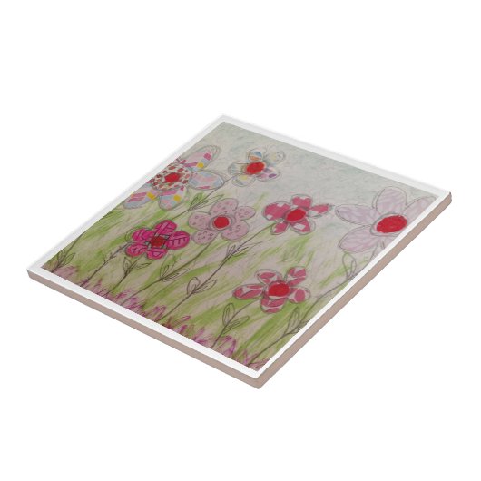 Rosa Gemusterte Blume Fliese (Seite)