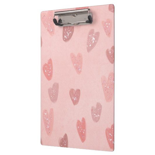 Rosa Gemusterte Niedliche Herzen Klemmbrett (Links)