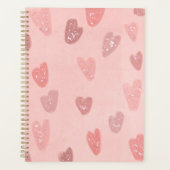 Rosa Gemusterte Niedliche Herzen Planer (Vorderseite)