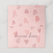 Rosa Gemusterte Niedliche Herzen Platzkarte (Außenseite Aufgefaltet)
