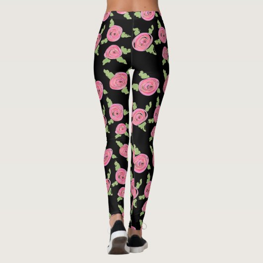 Rosa Gemusterte Rose Leggings (Rückseite)