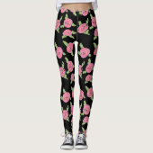 Rosa Gemusterte Rose Leggings (Vorderseite)