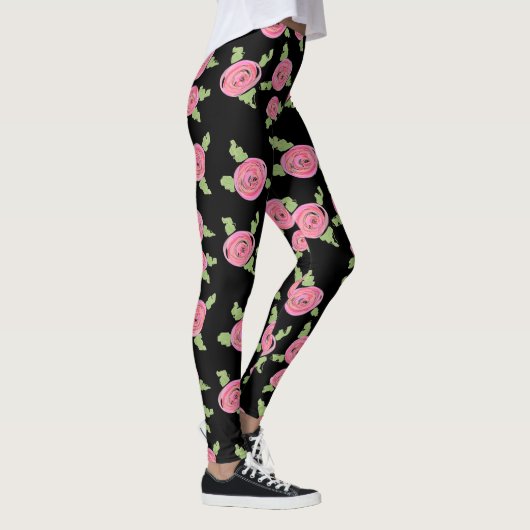 Rosa Gemusterte Rose Leggings (Rechts)