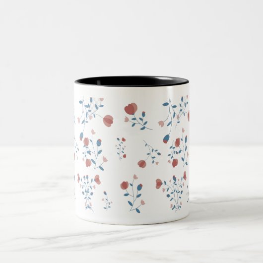 Rosa, gemusterter Hintergrund Zweifarbige Tasse (Mittel)