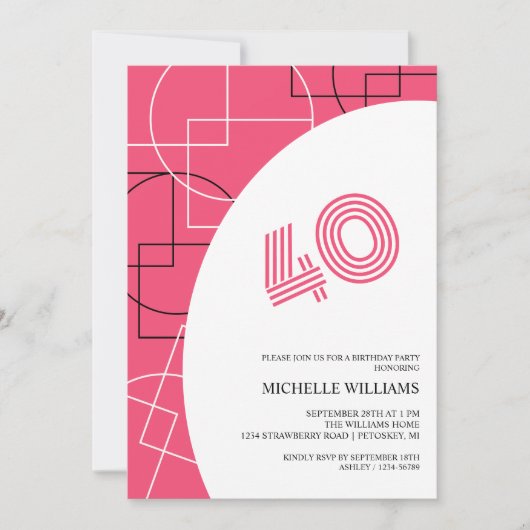 Rosa Geo Modern Fresh Einladung (Vorderseite)