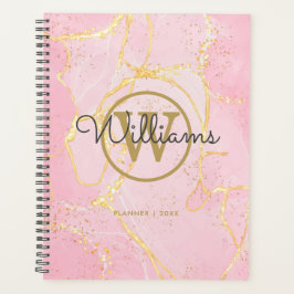 Rosa Geode-Achat-Gold-Monogramm 2023 Planer