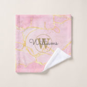 Rosa Geode-Achat-Gold-Monogramm Badhandtuch Set (Waschlappen)