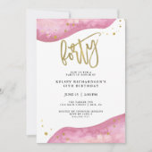 Rosa Geode und Imitat-Gold schauen | 40. Einladung (Vorderseite)