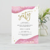 Rosa Geode und Imitat-Gold schauen | 60. Einladung (Stehend Vorderseite)