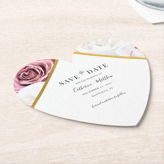 Rosa geometrische Blüte Save the Date Untersetzer (angewinkelt)