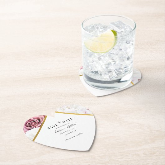 Rosa geometrische Blüte Save the Date Untersetzer (Vor Ort)