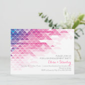 Rosa geometrische Dreiecke Hochzeitsfeier Einladung (Stehend Vorderseite)