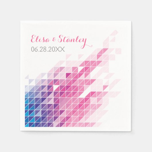 rosa geometrische Dreiecke moderne Hochzeit Serviette (Vorderseite)