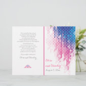 Rosa geometrische Dreiecke Modernes Hochzeitsprogr (Stehend Vorderseite)