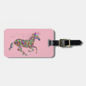 Rosa geometrische farbenfrohe Einhorn Gepäckanhänger (Vorderseite horizontal)
