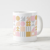 Rosa Geometrische Formen Monogram Name Custom Jumbo-Tasse (Vorderseite Rechts)