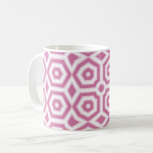 rosa geometrische Muster Deko Kaffeetasse (Vorderseite Links)