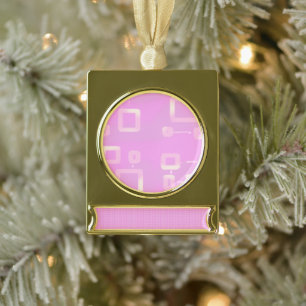 Rosa geometrische Streifen Banner-Ornament Gold