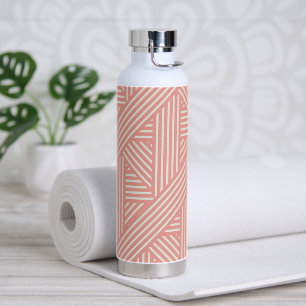 Rosa geometrische Streifen Girly Feminine Trinkflasche