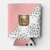 rosa geometrische und polkische Punkte Dosenkühler (Vorderseite)