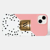 rosa geometrische und polkische Punkte iPhone Hülle (Rückseite (Horizontal))