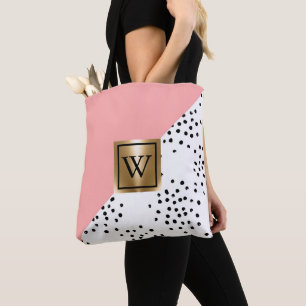 rosa geometrische und polkische Punkte Tasche