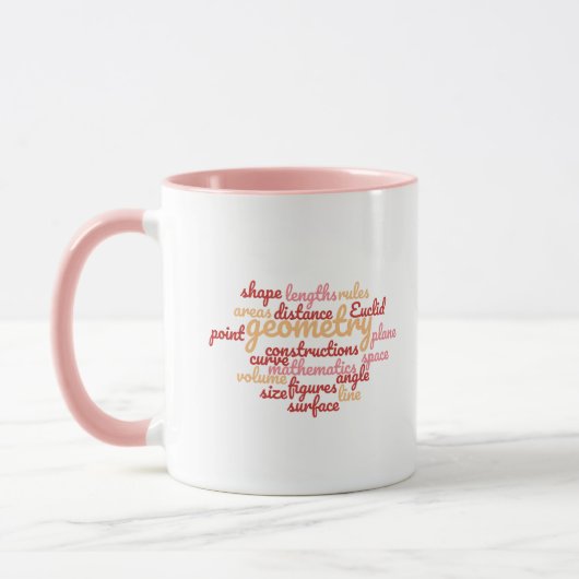 Rosa geometrische Wortwolke Tasse (Links)