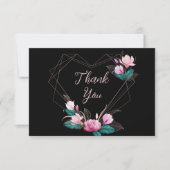 Rosa, geometrischer Rahmen für Hochzeitsparer Dankeskarte (Vorderseite)