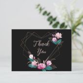 Rosa, geometrischer Rahmen für Hochzeitsparer Dankeskarte (Stehend Vorderseite)