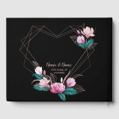 Rosa, geometrischer Rahmen für Hochzeitsparer Gästebuch (Rückseite)