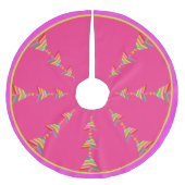 Rosa geometrischer Regenbogenstreifen Polyester Weihnachtsbaumdecke (Vorderseite)
