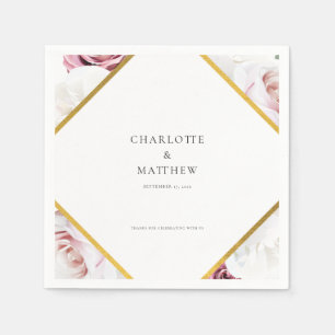 rosa geometrisches Hochzeitsfeierpapier Serviette