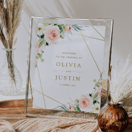 rosa, geometrisches Hochzeitszeichen Poster