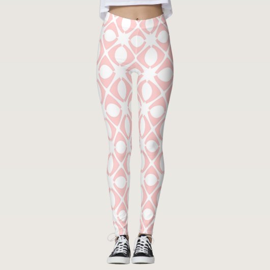 Rosa geometrisches Muster Leggings (Vorderseite)