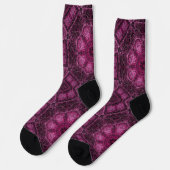 rosa geometrisches Muster mit Blumenmandala Socken (Linkes Detail)