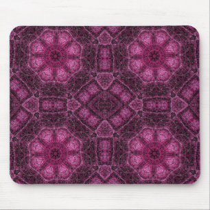 Rosa geometrisches Muster mit floralem Mandala-Gla Mousepad