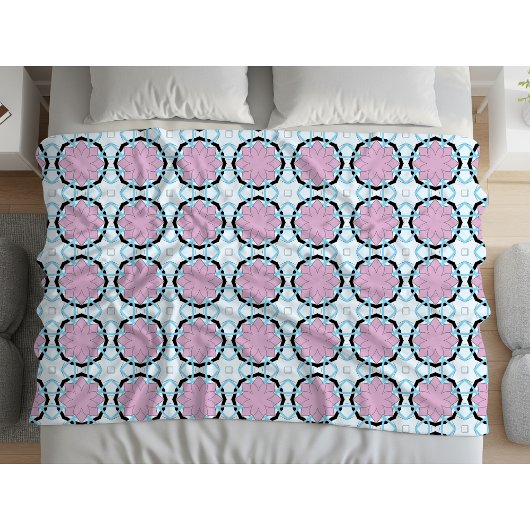 Rosa geometrisches Muster mit Kreis Fleecedecke