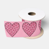 Rosa Gepard-Druck-Herzen Satinband (Spule)