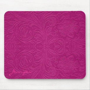 Rosa geprägte Blumen in Wildleder-Optik Mousepad
