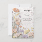 Rosa gepresste Wildblume Babydusche Dankeskarte (Vorderseite)