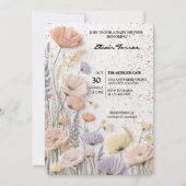 Rosa gepresste Wildblume Babydusche Einladung (Vorderseite)