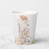 Rosa gepresste Wildblume Babydusche Pappbecher (Rückseite)