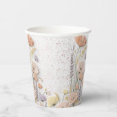 Rosa gepresste Wildblume Babydusche Pappbecher (Vorderseite)