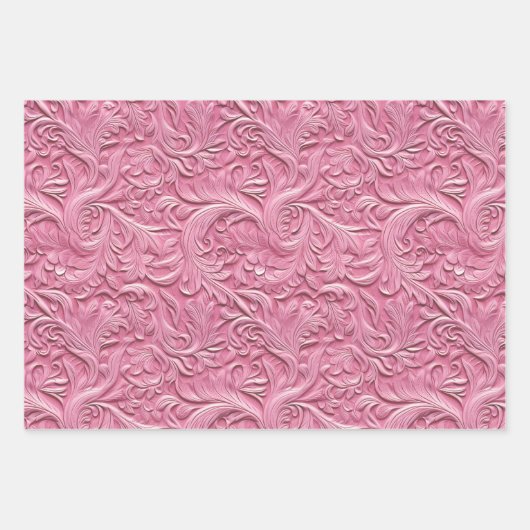 Rosa Gepunktet rosa Lederaussehen Geschenkpapier Set (Vorderseite 2)