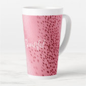 Rosa Gepunktete Leopard Cheetah Animal Print Milchtasse (Rechte Ecke)