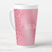 Rosa Gepunktete Leopard Cheetah Animal Print Milchtasse (Linke Ecke)