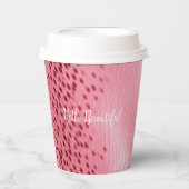 Rosa Gepunktete Leopard Cheetah Animal Print Pappbecher (Vorderseite)