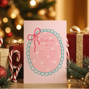 Rosa gepunktetes Weihnachten Einladung