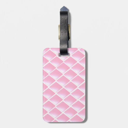 Rosa gequiltes Diamantmuster Gepäckanhänger (Rückseite vertikal)
